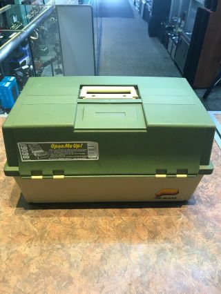 Vintage Plano Model 9098 Double Sided 6 Tray Green Top Large Tackle Box Usa