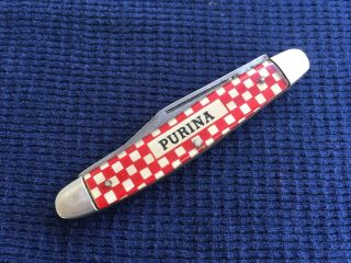 Vintage Kutmaster Utica Ny Usa“ Purina “ Adv.  3 Bld Stockman Pocket Knife G,  Nr