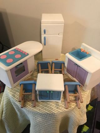 Little Tikes Vintage Barbie Doll House Furniture Sink Stove Fridge Cabinet Chair
