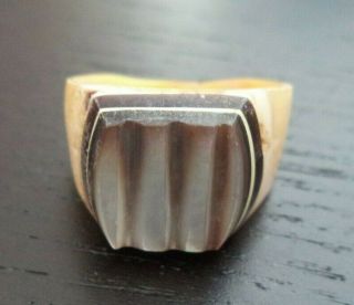Stunning Vintage Estate Carved Mother Of Pearl Sz 5.  5 Ring 5425x