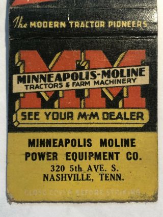 Vintage Matchbook: MINNEAPOLIS - MOLINE Tractors,  Machinery 2