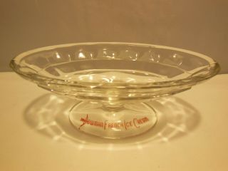 Vintage Soda Fountain Glass Sundae Dish Advertising Bowman French Ice Cream