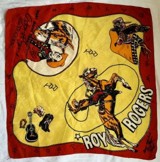 Roy Rogers And Trigger “many Happy Trails” Vintage Scarf Handkerchief Bandana
