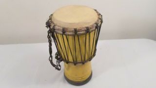Vintage Djembe Drum Hand Crafted Carved Ghana African Drum 10 "