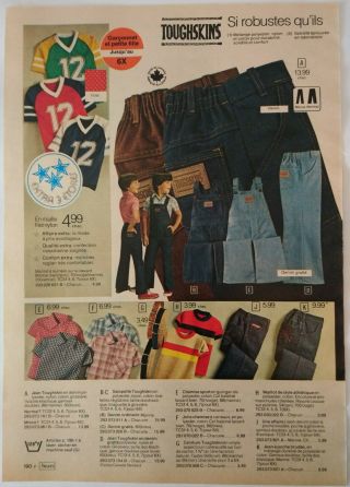 1980 Vintage Paper Print Ad Fashion Toughskins Clothing Jeans Shirt Brief Pantie