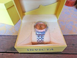 Vintage Men’s Invicta Chronograph Watch Stainless Steel W/ Rose Gold Face Origin