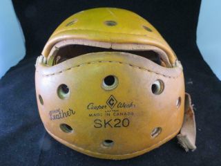 Vintage Cooper Sk20 Leather Hockey Helmet Made In Canada