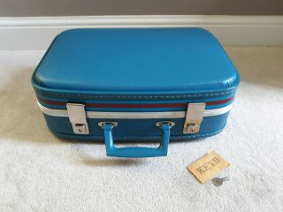 Vintage Samsonite? Concord Blue Hard Shell Travel Suitcase Luggage With Key