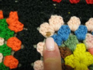 Vintage handmade crocheted Black granny square Afghan lap throw blanket 43x63 5