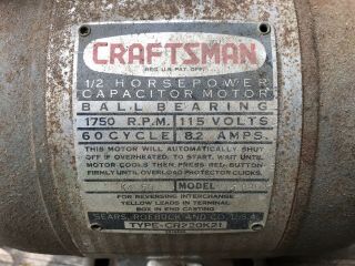 Craftsman Packard Electric 1/2 HP Motor 115.  6962 1750rpm 115v Vintage 2