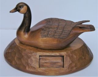 Vintage Lee Eisenschenk Miniature Canada Goose Carving W/stand.  Both Signed