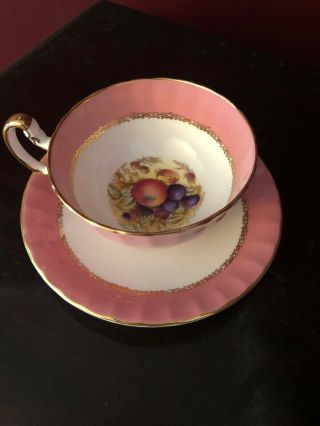 Vintage Aynsley Cup & Saucer Set 2480 Bone China England Rose And Gold
