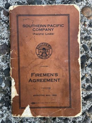 1920s Vintage Southern Pacific Lines Firemen’s Agreement Cloth Bound Booklet