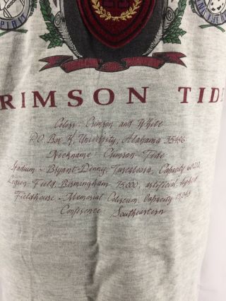 Vintage Nutmeg Alabama Crimson Tide T Shirt Men ' s M Made In USA 3