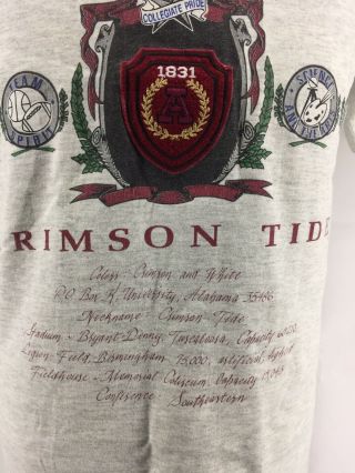 Vintage Nutmeg Alabama Crimson Tide T Shirt Men ' s M Made In USA 4