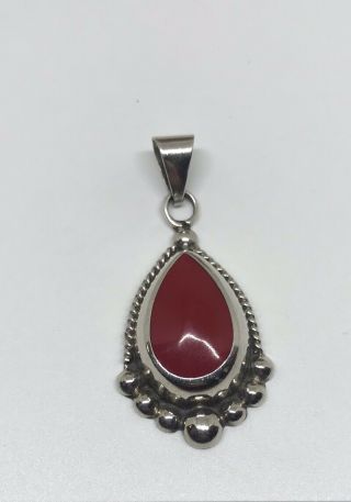 Vintage Mexico 925 Sterling Silver Red Carnelian Beaded Pendant 13.  4 Gram