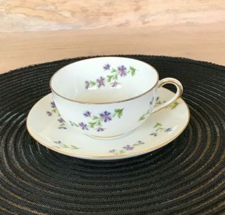 Vintage C Ahrenfeildt Limoges Floral W/gold Trim Tea Cup And Saucer France