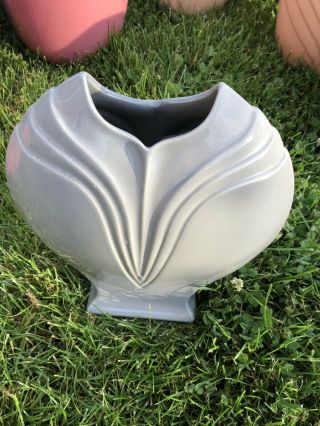 Vintage Art Deco USA McCoy Fine - Form Ceramic 466 Gray Vase 2