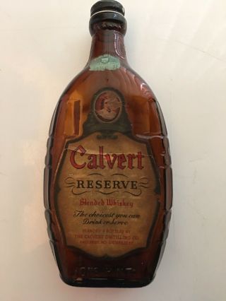 Vtg.  Calvert Reserve Blended Whiskey Bottle 1 Pint
