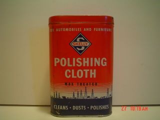 VINTAGE SKELLY GAS & OIL WAX TREATED AUTO POLISHING CLOTH IN CAN,  VG 2
