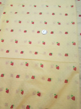 Vintage Yellow Swiss Dot Sheer Fabric With Strawberries 76 " By 48 "