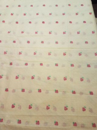 Vintage Yellow Swiss Dot Sheer Fabric With Strawberries 76 