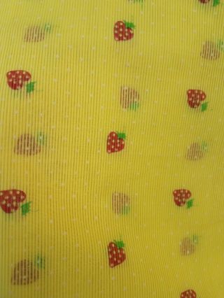 Vintage Yellow Swiss Dot Sheer Fabric With Strawberries 76 