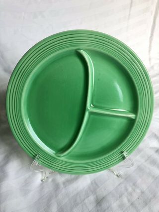 Vintage Fiestaware Plate 10.  5” Divided Light Green Early Full Glaze