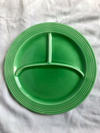 Vintage Fiestaware Plate 10.  5” Divided Light Green Early Full Glaze 4