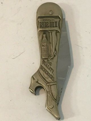 Vintage Parker Cut Co.  Drink Nehi Bottle Opener Pocket Knife Advertising Piece