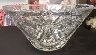 Vintage Crystal 14 " Star Of David Glass Punch Bowl Only