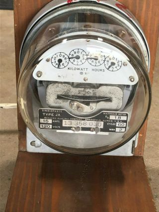 Vintage Sangamo 15A/120Volt 2 - Wire Watthour Meter with outlet 2