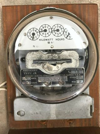 Vintage Sangamo 15A/120Volt 2 - Wire Watthour Meter with outlet 6