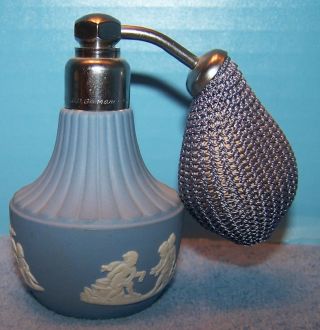 Lovely Vintage Wedgwood Blue White Jasperware Brevete Atomizer Perfume Bottle