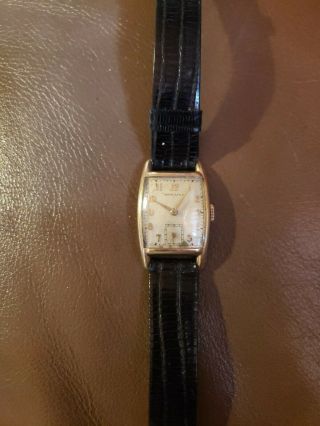 Hamilton Wadsworth Deco 10k Gold Fill 17 Jewel Vintage Mens Watch