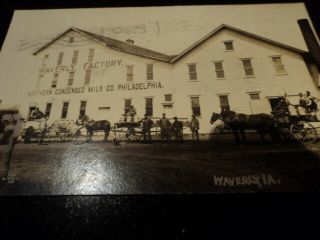 Vintage 1900 ' s Postcard RPPC Waverly Iowa,  Condensed Milk Co.  Philadelphia 2