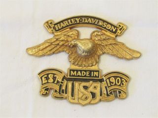 Vintage Harley Davidson Gold Plated Eagle Wings Made In Usa 1903 Madallion