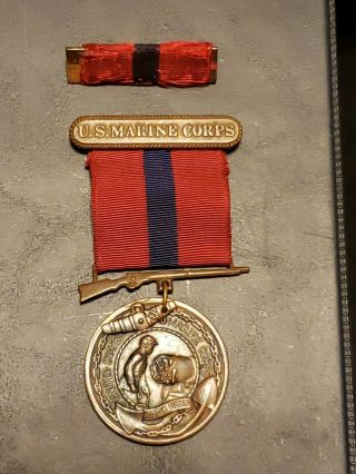 Vintage Us Marine Corps Medal & Bar Fidelity Zeal Obedience,  1923 - 1927
