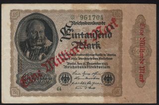 1923 1 Billion Mark Germany Old Vintage Paper Money Banknote Currency P 113a Vf