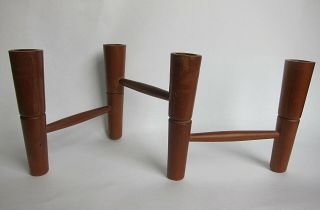 Vintage Mcm Articulating Folding Wood Candle Holders Mid Century Modern