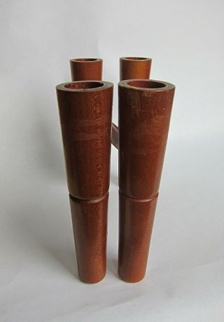 Vintage MCM Articulating Folding Wood Candle Holders Mid Century Modern 4