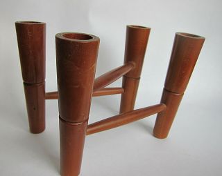 Vintage MCM Articulating Folding Wood Candle Holders Mid Century Modern 5