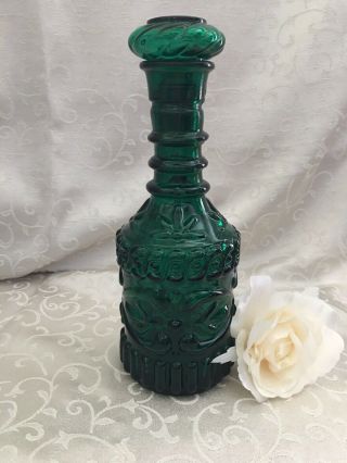 Vintage Jim Beam Emerald Green Embossed 11 1/2 " Tall Liquor Bottle - Ky Drb 230