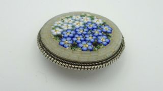 Vintage ALP Alpaca Micro Mosaic Round Floral Brooch Pin 5
