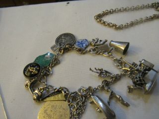 Vintage Sterling 925 Charm Bracelet With 14 Charms 7 Inch