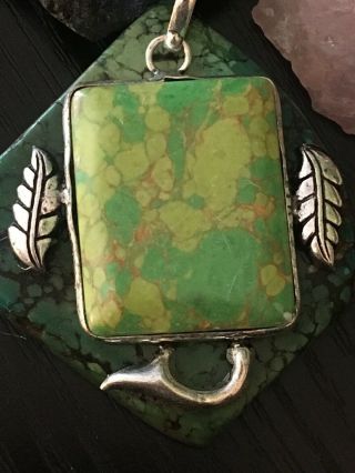Vintage Native American Turquoise Pendant Sterling Silver 5 G