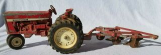 Vintage Ertl Red International Harvester Tractor And Plow Collectible Diecast