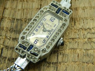 Vintage Swiss Made Ladies Ibex 16 Jewels Dress Wrist Watch Precious Stones Bezel