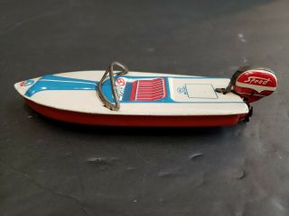 Vintage Tin Toy Small 5 1/2 " Speed Motor Boat Haji Japan