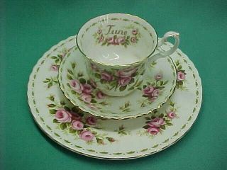 Vintage Royal Albert Flower Of The Month Series June Tea Cup Trio Set Roses